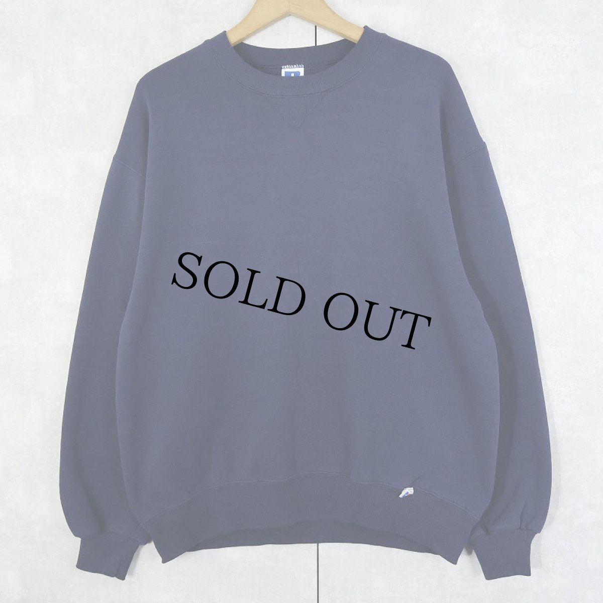 画像1: 90's RUSSELL ATHLETIC USA製 前V 無地スウェット NAVY L (1)