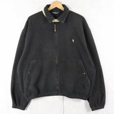 画像1: 80's POLO Ralph Lauren USA製 チンスト付き フリーススイングトップ BLACK L (1)