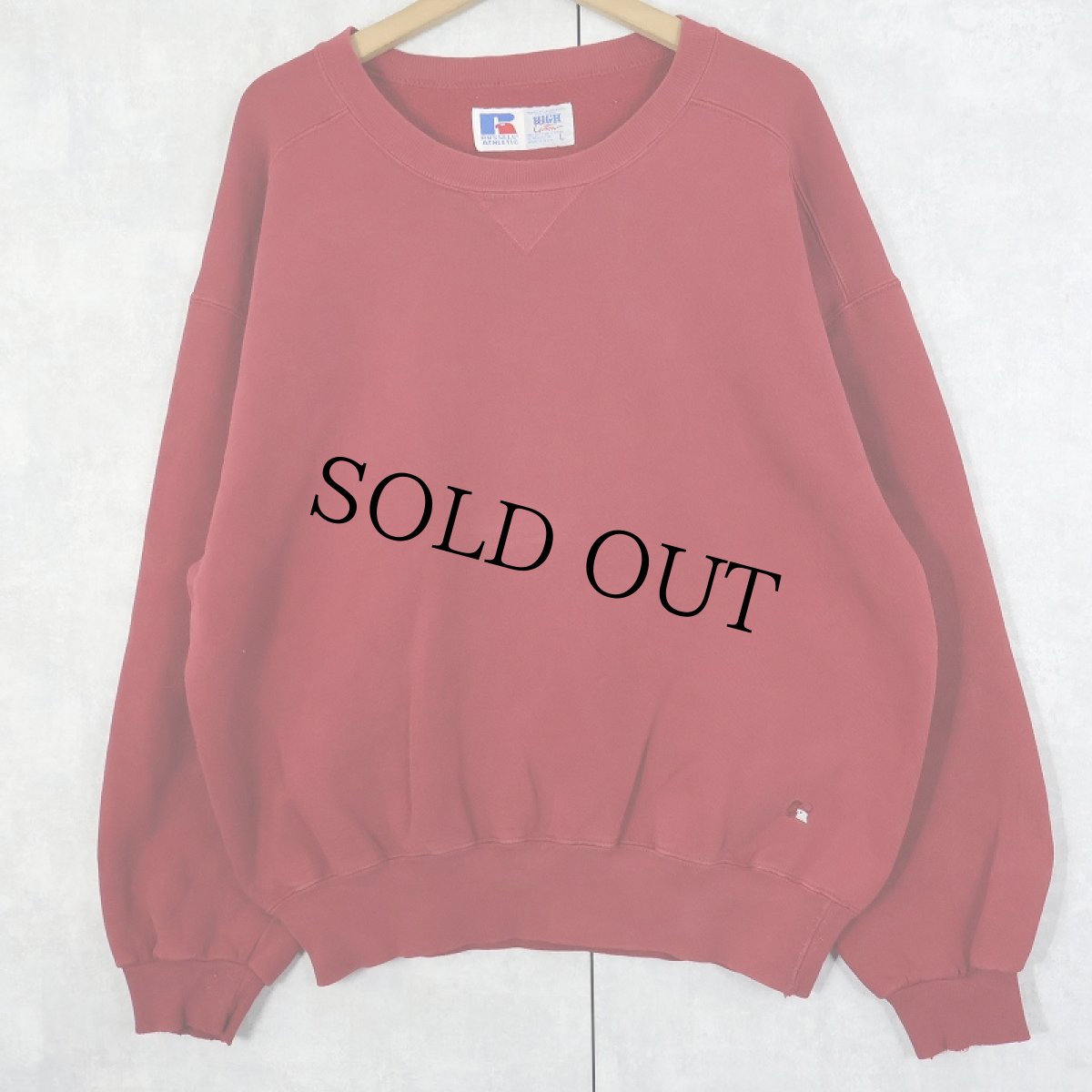 画像1: 90's RUSSELL ATHLETIC "HIGH COTTON" USA製 前V 無地スウェット L (1)