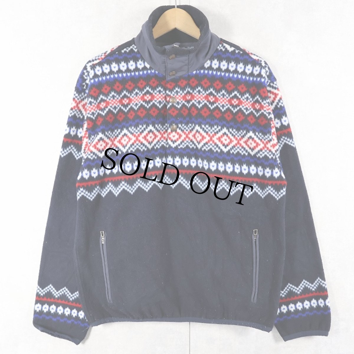 画像1: POLO Ralph Lauren ノルディック柄 ハーフスナップフリースジャケット NAVY S (1)