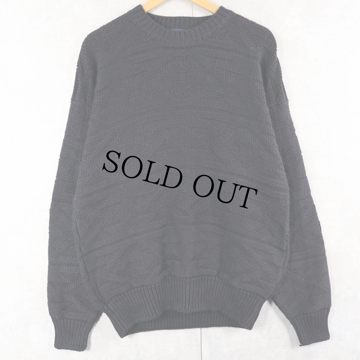 画像1: 90's GAP 柄編み ラミーコットン ニットセーター BLACK M (1)