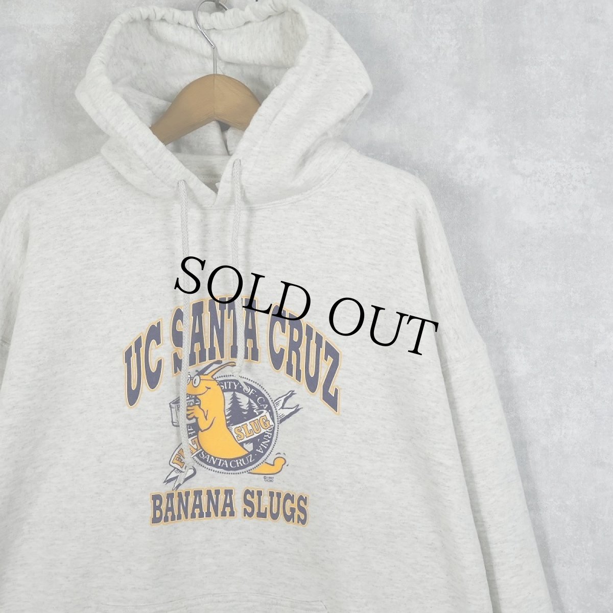 画像1: 90's UC SANTA CRUZ "BANANA SLUGS" プリントスウェットフーディ XL (1)