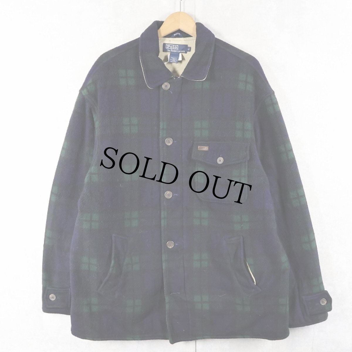 画像3: 90's POLO Ralph Lauren USA製 ブラックウォッチチェック柄 フリースジャケット L (3)
