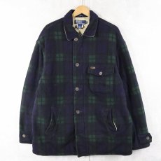 画像3: 90's POLO Ralph Lauren USA製 ブラックウォッチチェック柄 フリースジャケット L (3)