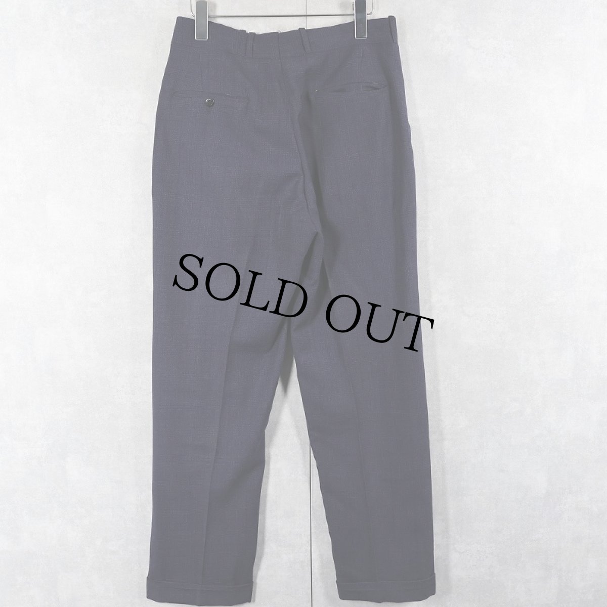 画像4: 50's チェック柄 ウールスラックス NAVY W29 (4)