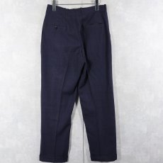 画像2: 50〜60's チェック柄 ウールスラックス NAVY W29 (2)