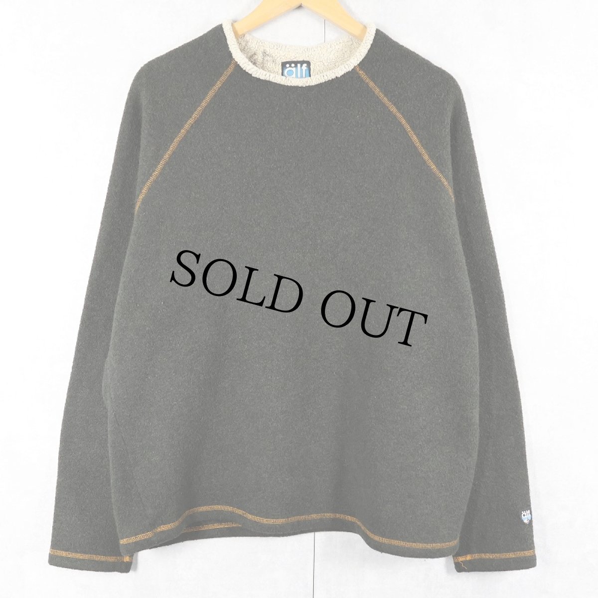 画像1: 90's alf CANADA製 裏フリース ラグラン ポリエステル×アクリルニットセーター L (1)