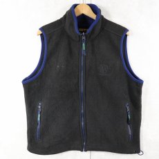 画像1: 90's Eddie Bauer EBTEK USA製 ロゴ刺繍 フリースベスト BLACK XS (1)