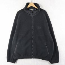 画像1: 90's Eddie Bauer EBTEK USA製 "POLARTEC" ロゴ刺繍 フリースジップジャケット BLACK XL (1)