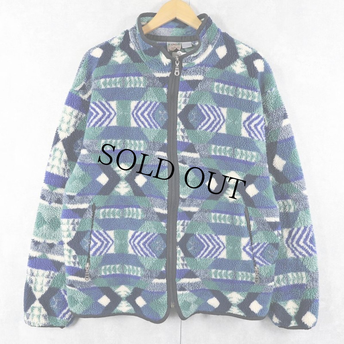 画像1: 90's EMS 総柄 ボアジップジャケット XL (1)