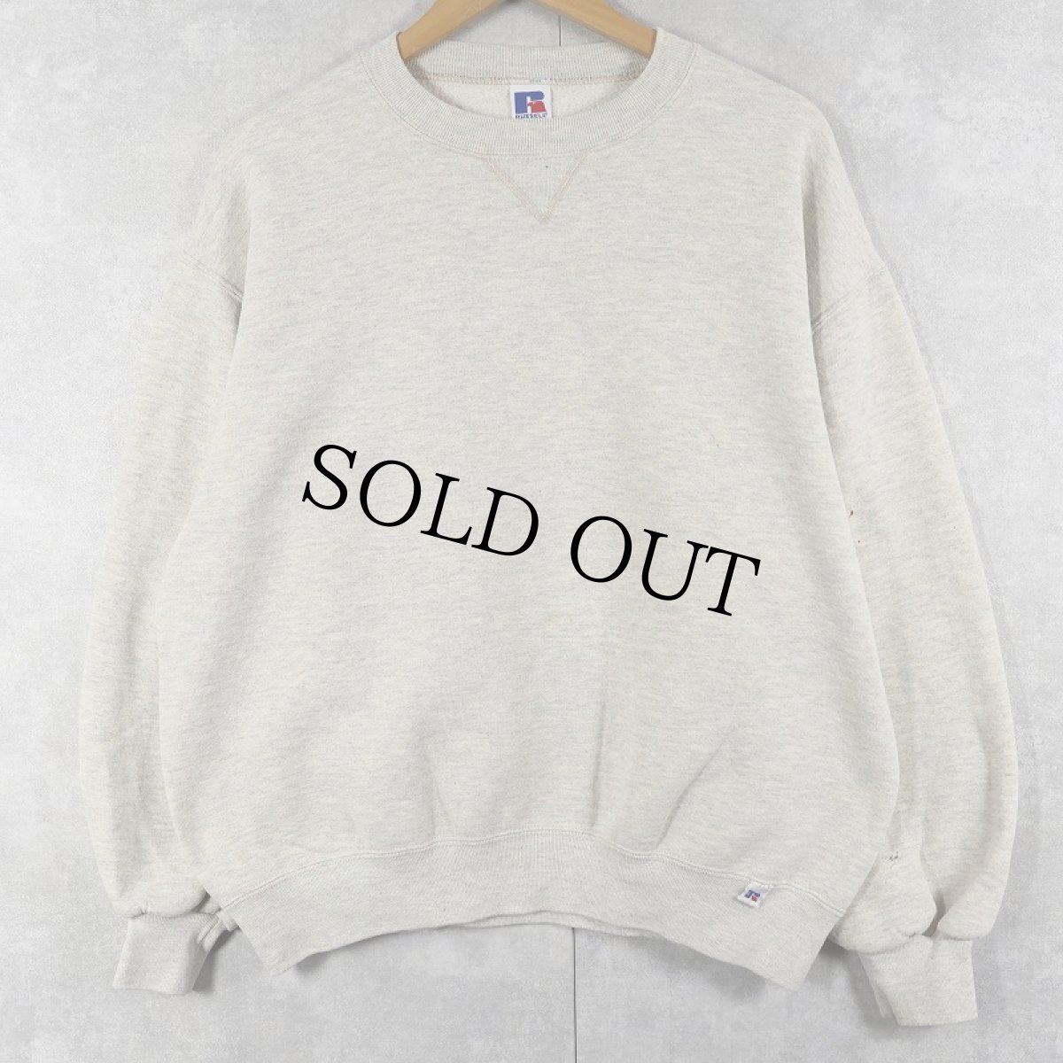 画像1: 90's RUSSELL ATHLETIC USA製 前V無地スウェット L (1)