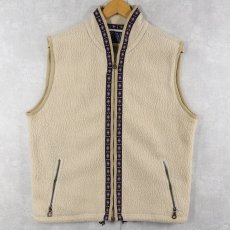 画像1: 90's alf USA製 "POLARTEC" ロゴ刺繍 チロリアンテープ ボアベスト L (1)