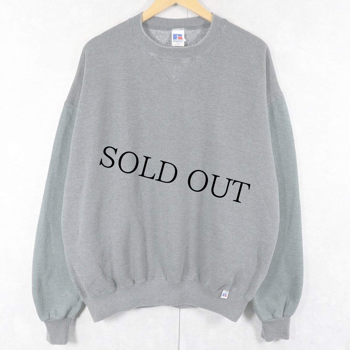 画像1: 90's RUSSELL ATHLETIC USA製 前V無地スウェット XL (1)