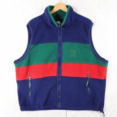 画像1: 90's Eddie Bauer EBTEK USA製 "POLARTEC" ロゴ刺繍 切り替えデザイン フリースベスト L (1)