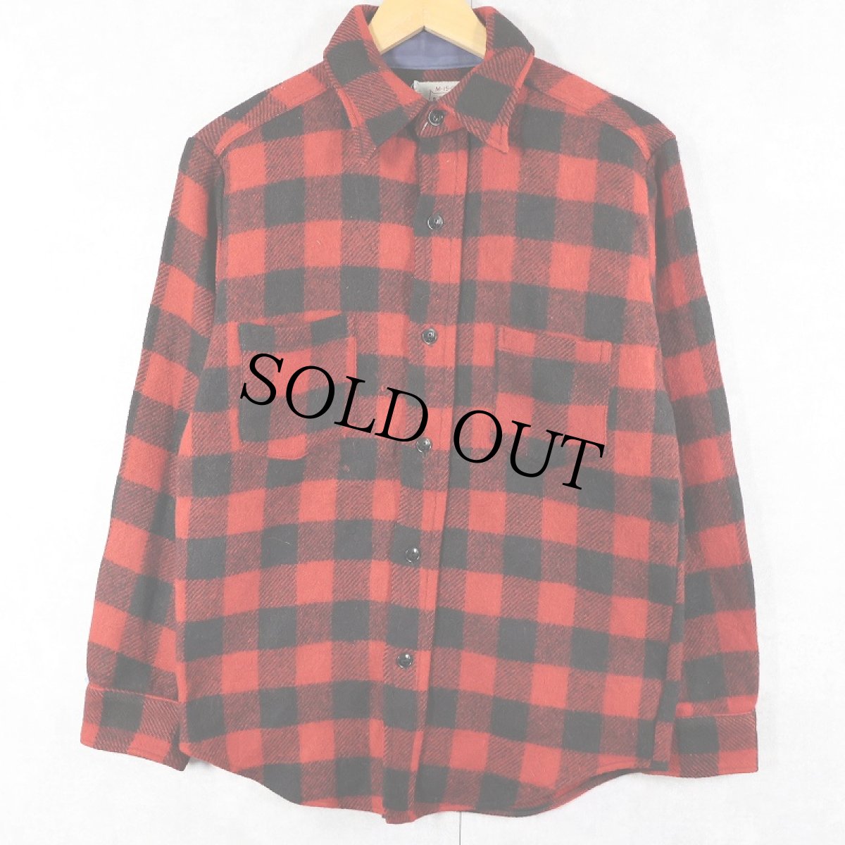 画像1: 60's BRENT バッファローチェック柄 ウールシャツ M (1)