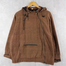 画像1: NEPAL製 デザインコットンジップパーカー M (1)