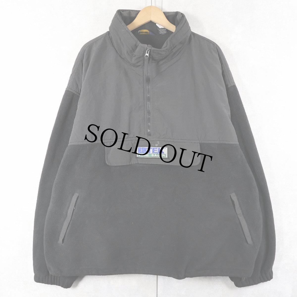 画像1: 90's Eddie Bauer EBTEK USA製 "POLARTEC" ナイロン切り替え フリースアノラックパーカー BLACK XXXL (1)