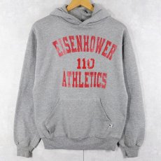 画像1: 90's RUSSELL ATHLETIC USA製 "EISENHOWER ATHLETICS" プリントスウェットフーディー M (1)