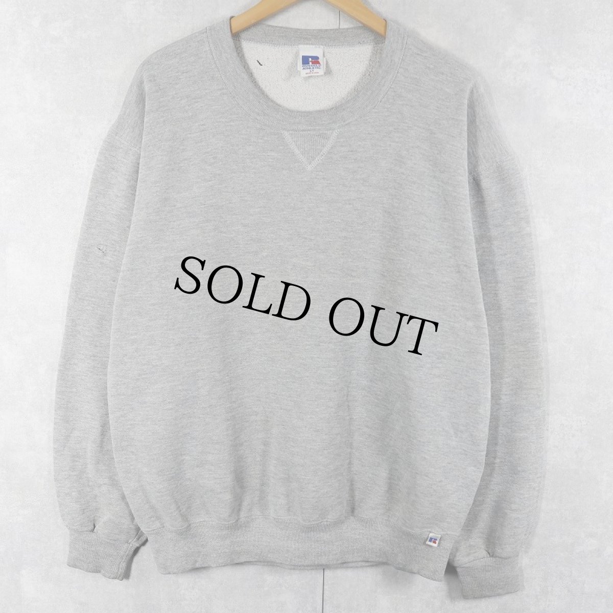 画像1: 90's RUSSELL ATHLETIC USA製 前V無地スウェット LT (1)