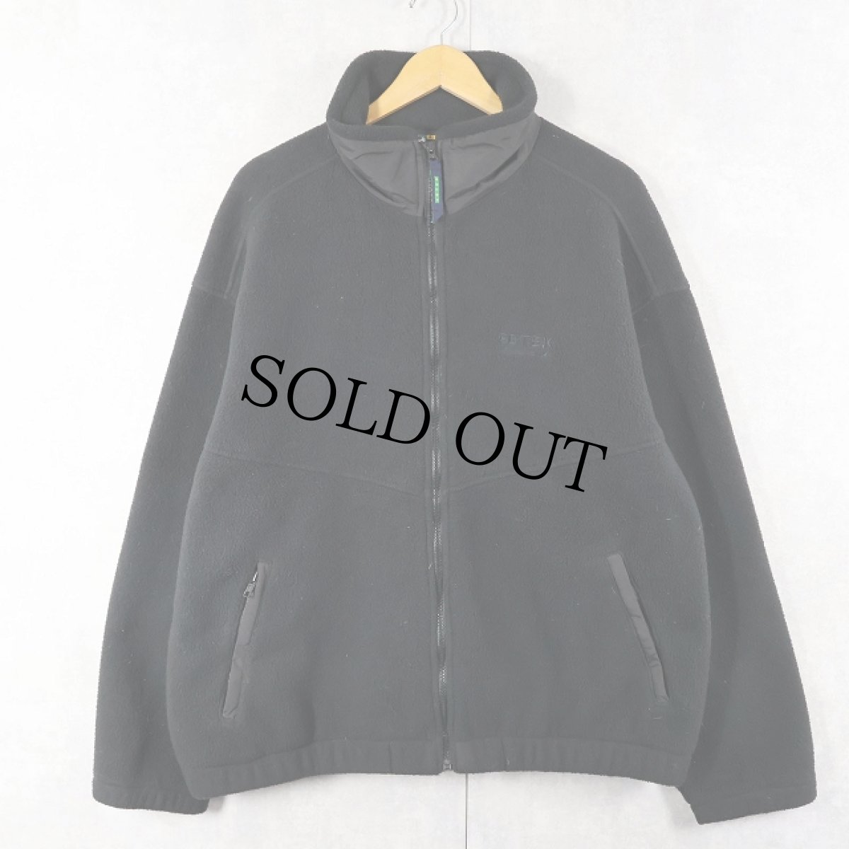 画像1: 90's Eddie Bauer EBTEK USA製 "POLARTEC" ロゴ刺繍 フリースジップジャケット BLACK L (1)