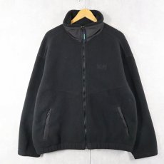 画像1: 90's Eddie Bauer EBTEK USA製 "POLARTEC" ロゴ刺繍 フリースジップジャケット BLACK L (1)