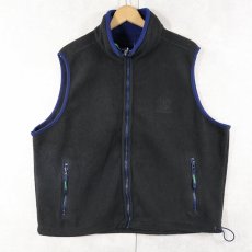 画像1: 90's Eddie Bauer EBTEK "POLARTEC" ロゴ刺繍 フリースベスト BLACK M (1)