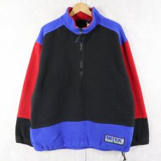 画像1: 90's Eddie Bauer EBTEK USA製 "POLARTEC" 切り替えデザイン ハーフジップ フリースジャケット M (1)