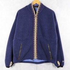 画像1: 90's alf USA製 "POLARTEC" ロゴ刺繍 チロリアンテープ フリースジップジャケット XL (1)