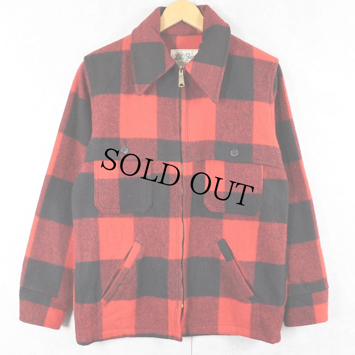 画像1: 70's L.L.Bean 筆記体タグ バッファローチェック柄 ウールマッキノージャケット S (1)