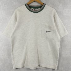 画像1: 90's NIKE ロゴ刺繍 ポケット付き 半袖スウェット M (1)