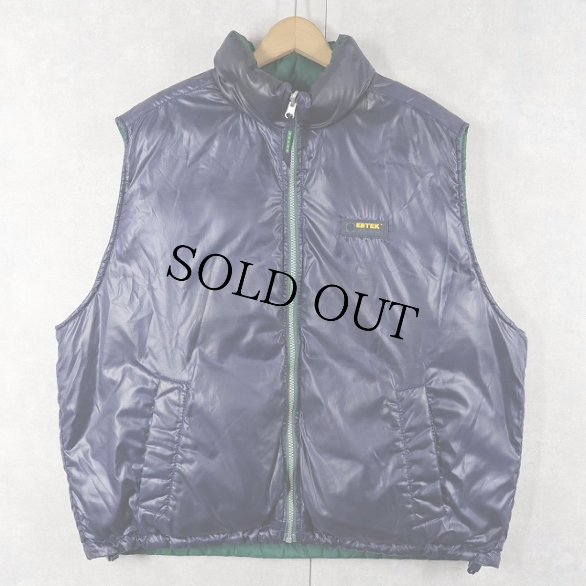 画像2: 90's Eddie Bauer EBTEK ロゴ刺繍 リバーシブル ダウンベスト L (2)