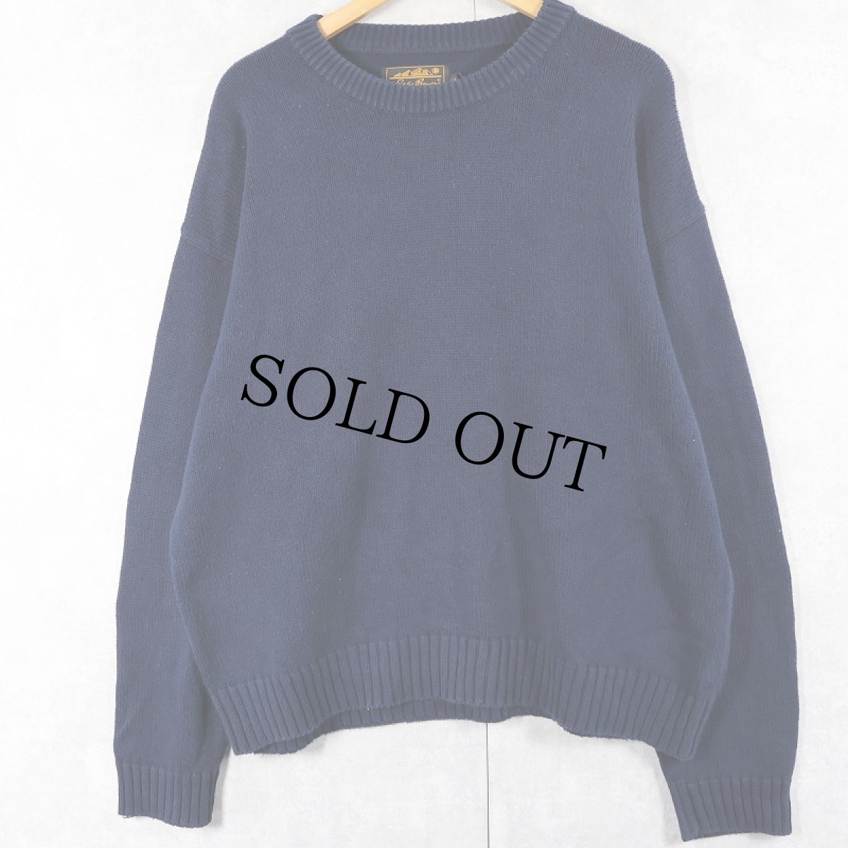 画像1: 90's Eddie Bauer コットンニットセーター NAVY L (1)