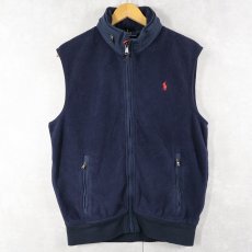 画像1: POLO Ralph Lauren フリースベスト NAVY L (1)