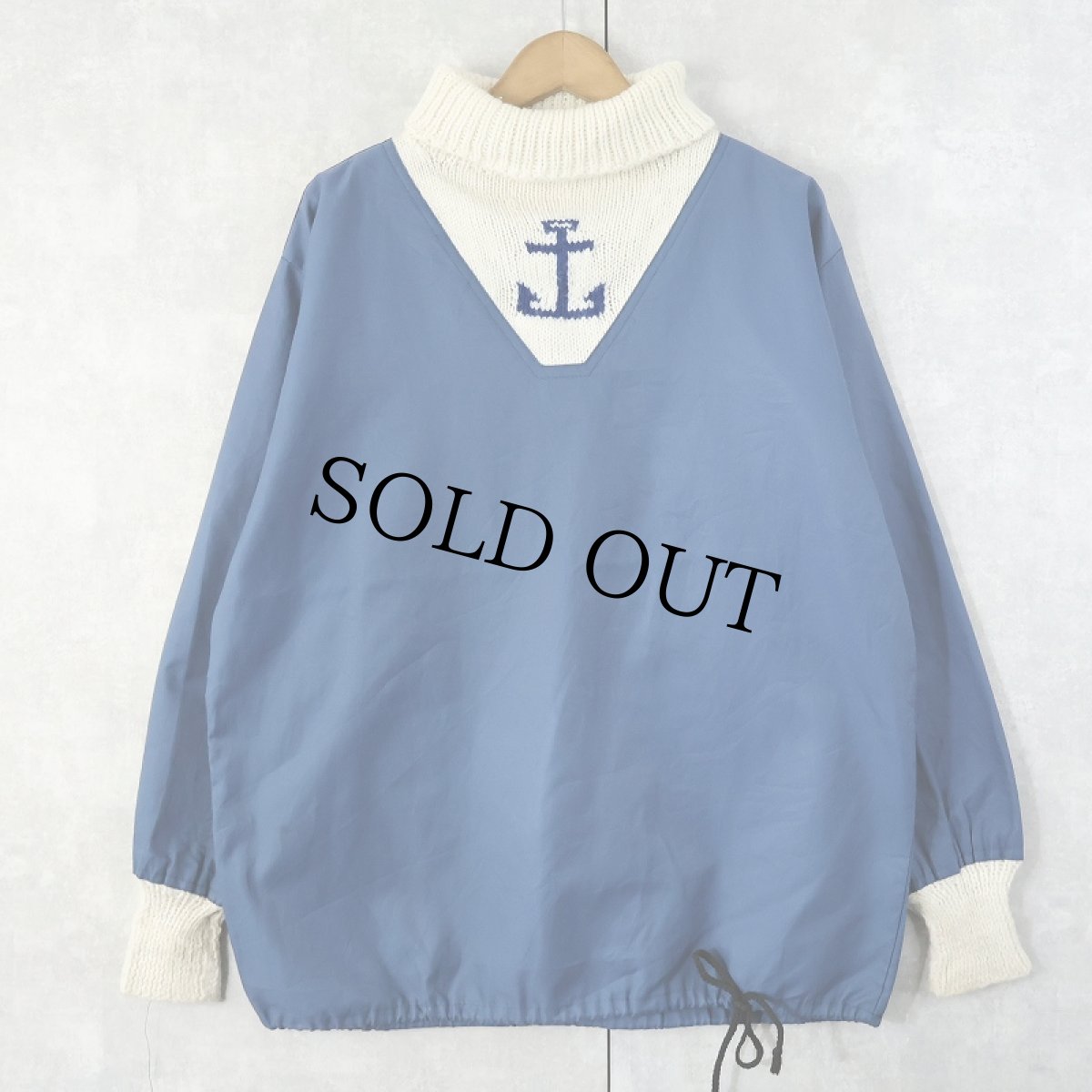 画像1: 80's〜 切り替えデザイン タートルネックプルオーバー NAVY SIZE38 (1)