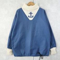 画像1: 80's〜 切り替えデザイン タートルネックプルオーバー NAVY SIZE38 (1)