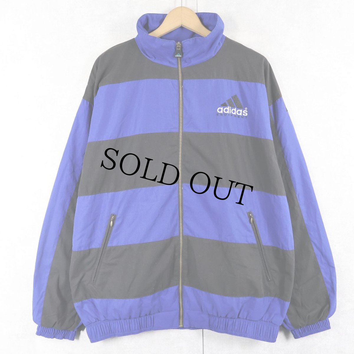 画像2: 90's adidas EQUIPMENT ボーダー柄 ポリエステル×コットンジップジャケット L (2)