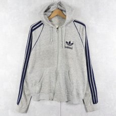 画像1: 80's adidas USA製 ロゴプリント スウェットジップパーカー M (1)