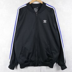 画像1: 90's adidas ロゴ刺繍 トラックジャケット BLACK L (1)