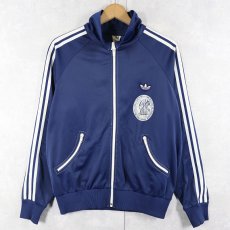 画像1: 80〜90's adidas ロゴ刺繍 フロッキープリント トラックジャケット NAVY S (1)