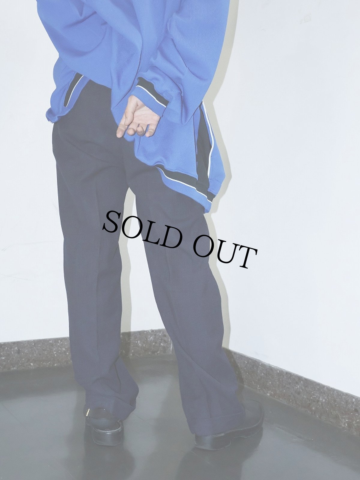 画像2: 50's チェック柄 ウールスラックス NAVY W29 (2)