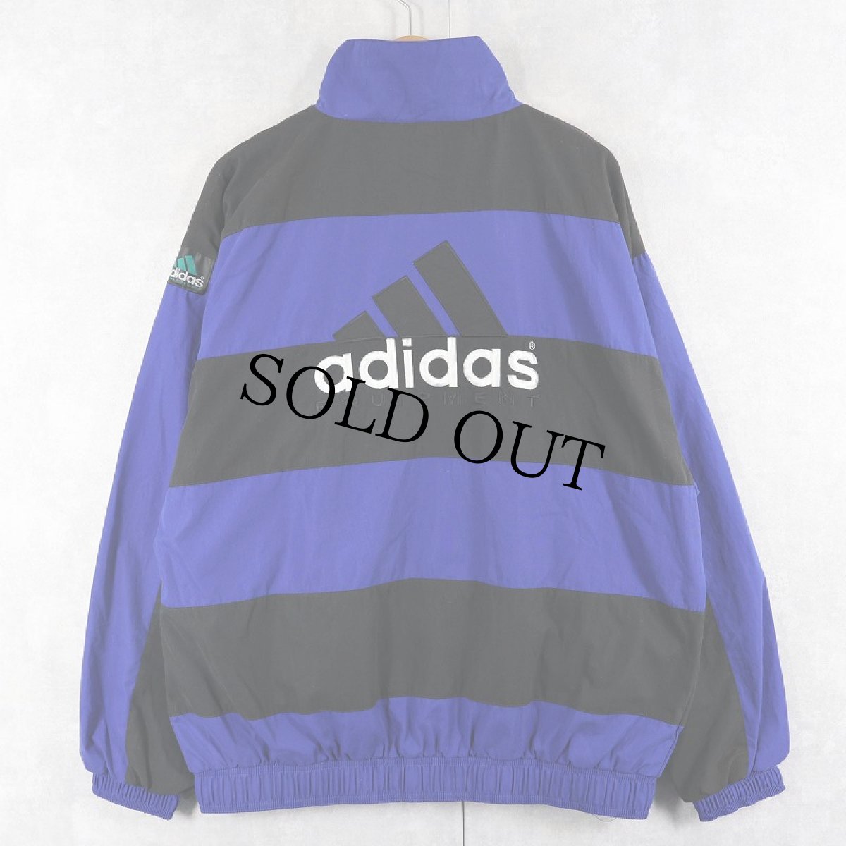 画像1: 90's adidas EQUIPMENT ボーダー柄 ポリエステル×コットンジップジャケット L (1)