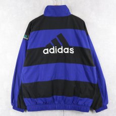 画像1: 90's adidas EQUIPMENT ボーダー柄 ポリエステル×コットンジップジャケット L (1)