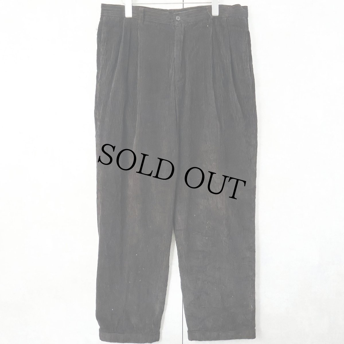 画像3: PERRY ELLIS 2タック 太畝コーデュロイパンツ BLACK W35 (3)