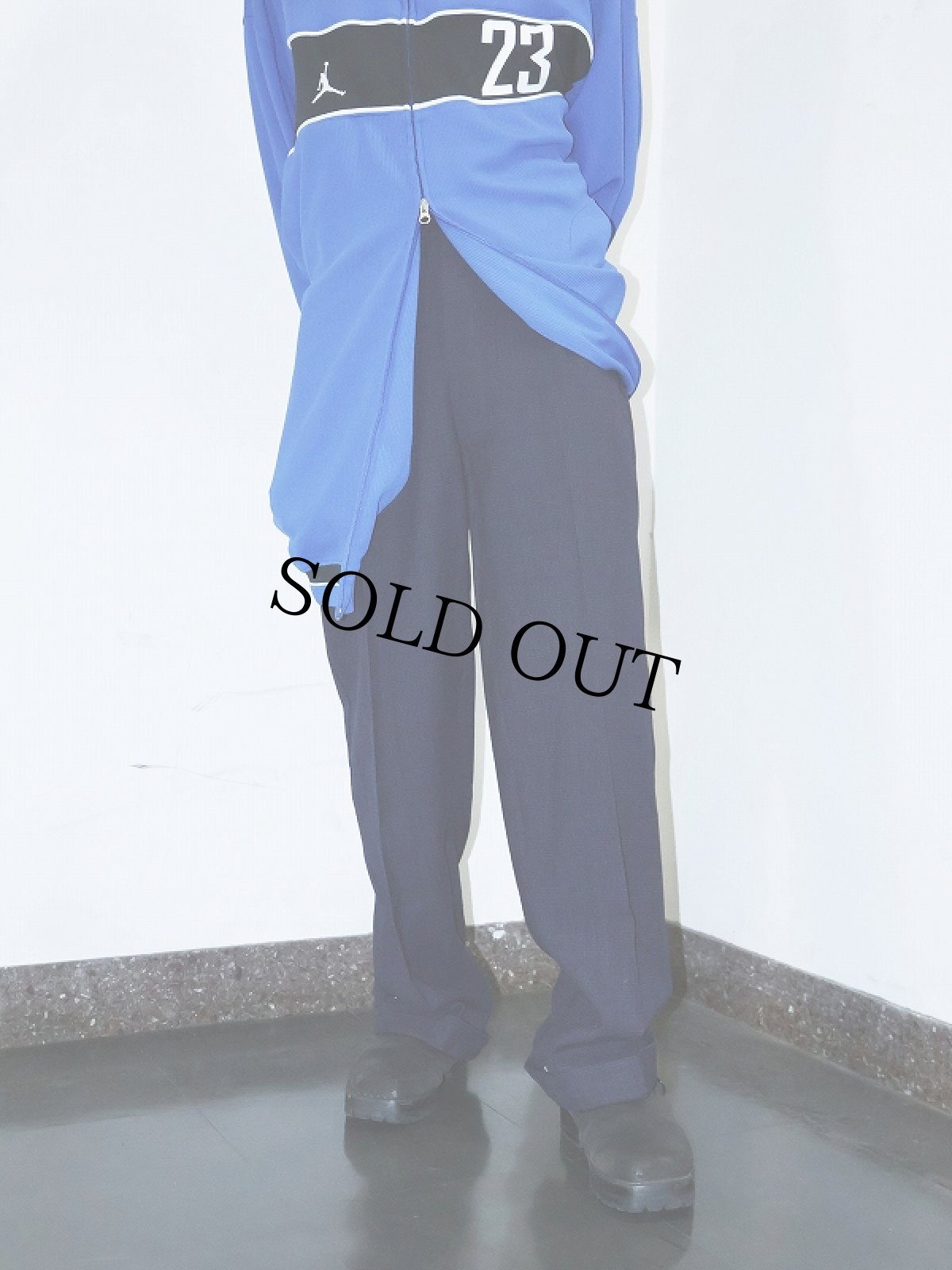 画像1: 50's チェック柄 ウールスラックス NAVY W29 (1)