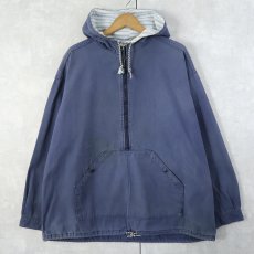 画像1: 70〜80's L.L.Bean ハーフジップ コットンプルオーバーパーカー NAVY XL (1)
