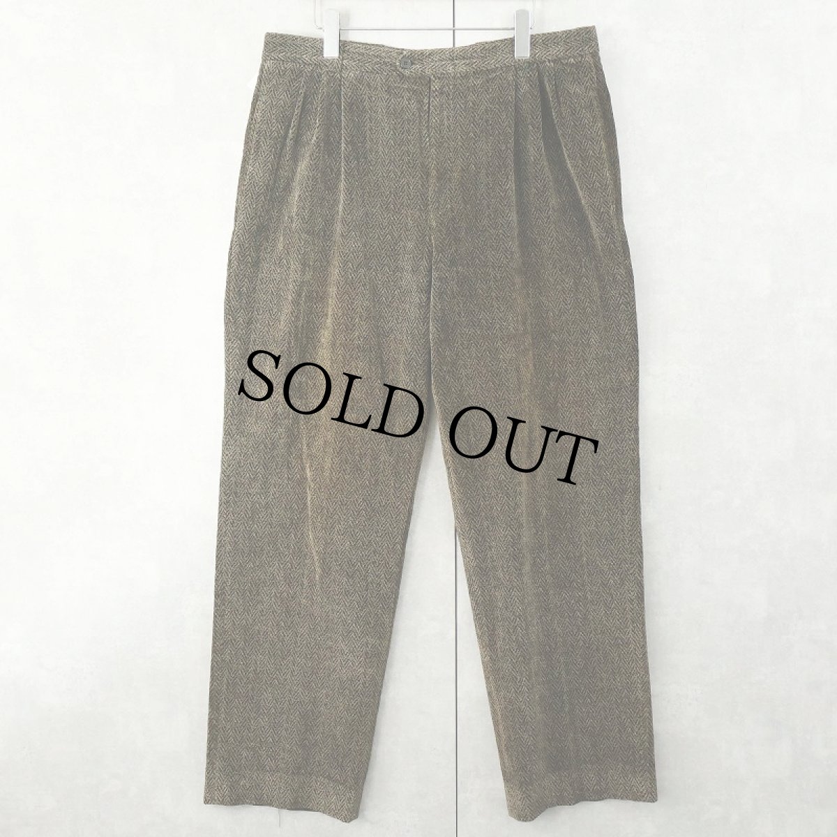 画像3: BACHRACH CANADA製 ヘリンボーン柄 2タック ベロアスラックス W35 (3)