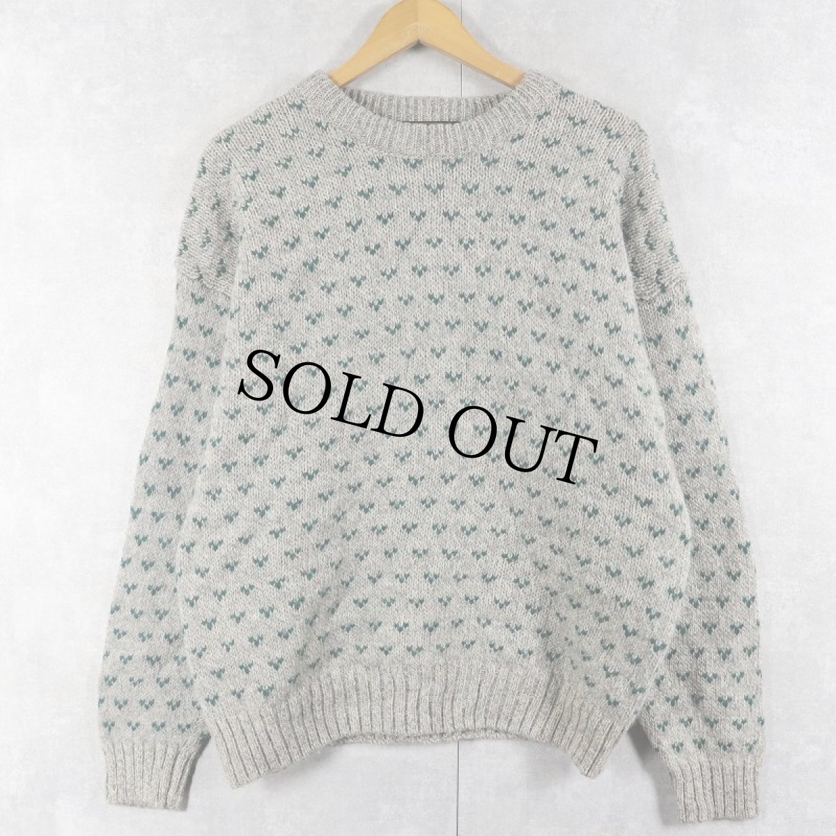 画像1: 80〜90's Eddie Bauer バーズアイ柄 ウールニットセーター XL (1)