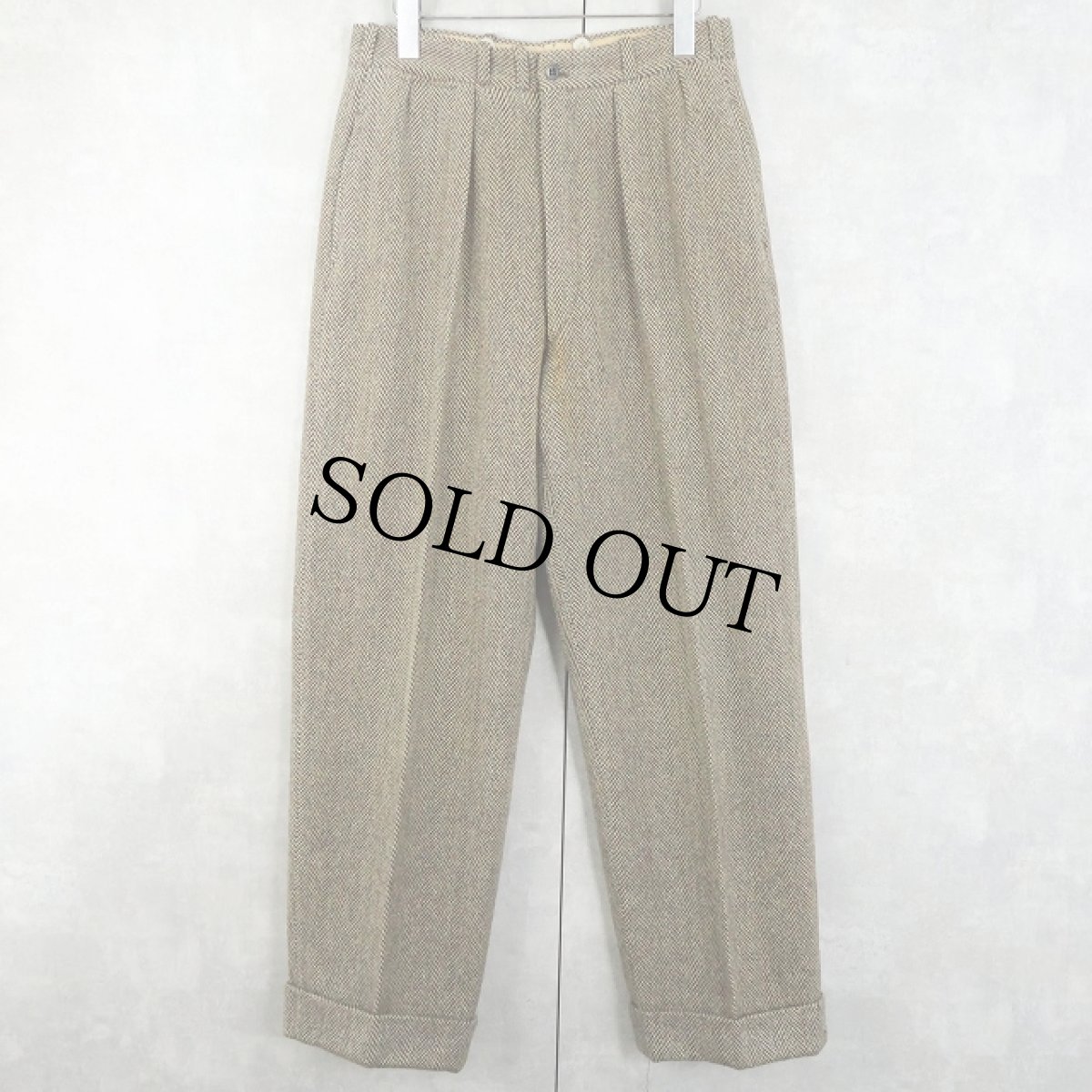 画像3: 60's 柄織り 2タック ウールスラックス W29 (3)