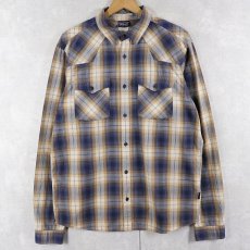 画像1: 2011AW Patagonia "ORGANIC COTTON" オンブレーチェック柄 コットンウエスタンシャツ M (1)