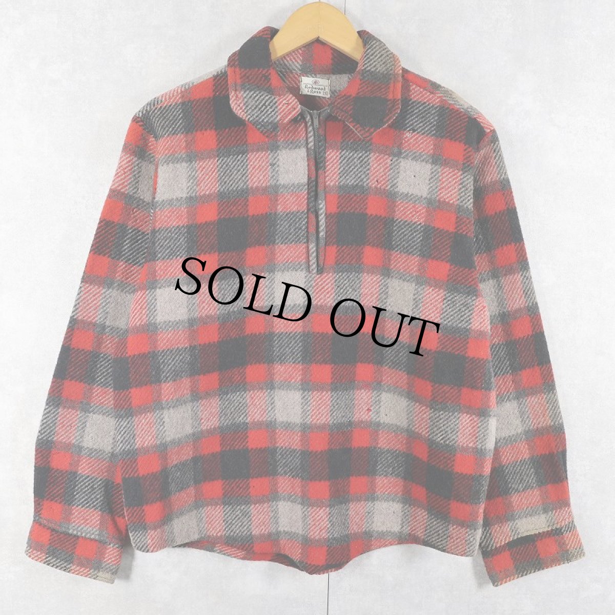 画像1: 60's〜 Redwood & Ross チェック柄 ハーフジップ ウールジャケット S (1)